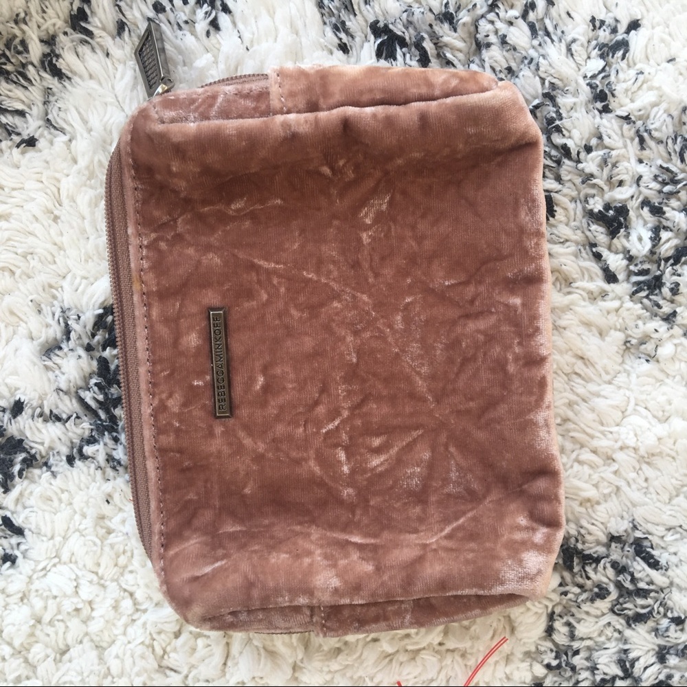 Rebecca Minkoff Dusty Pink Velvet Pouch Bag Small